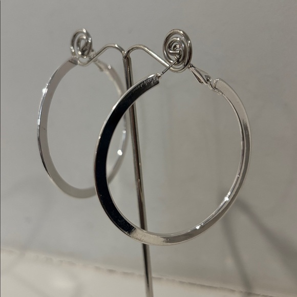 Silver Large Hoop Earrings Classic Polished Statement Lightweight Chic - Picture 9 of 12